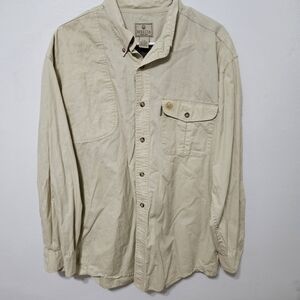 Beretta Range Shooting Shirt Men's Cream Long Sleeve Pocket Button Up Size L B23